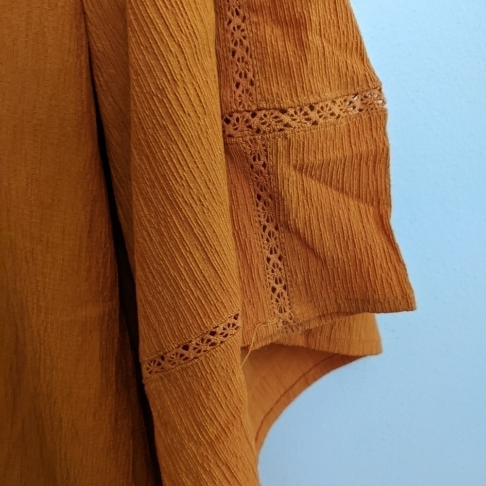 Storia Boho Dress Rust Orange Tassells Oversized Bell Sleeves Small Beautiful!!! - Picture 3 of 10